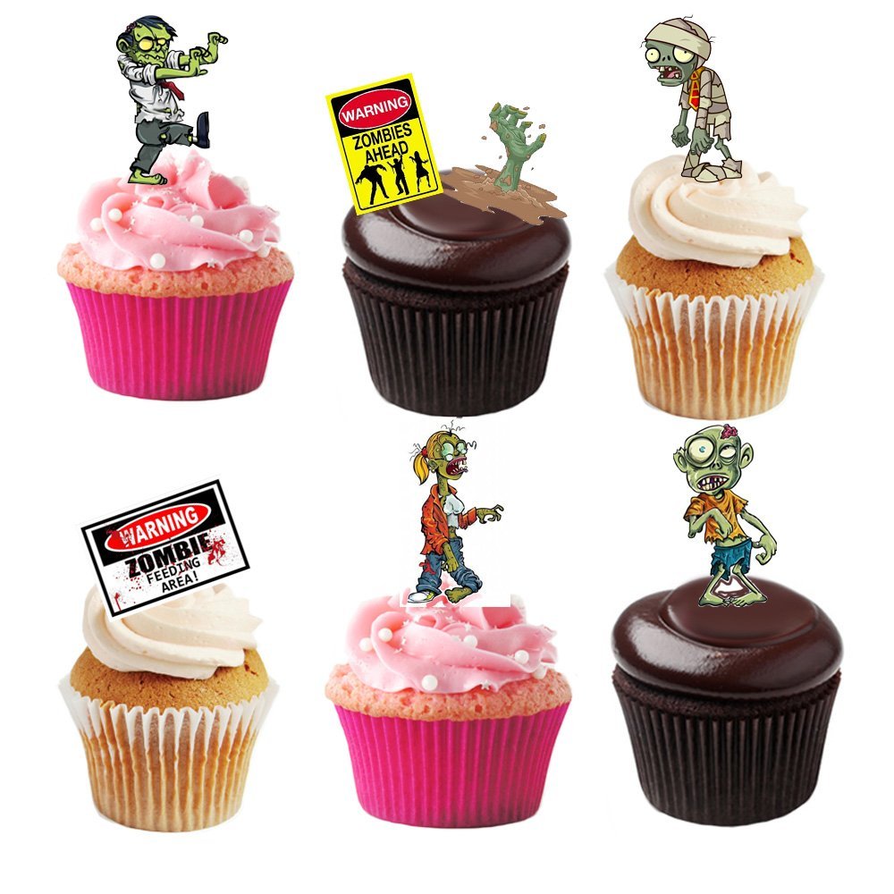 39 Stand Up Halloween Zombie Premium Edible Wafer Paper Cake Toppers Decorations