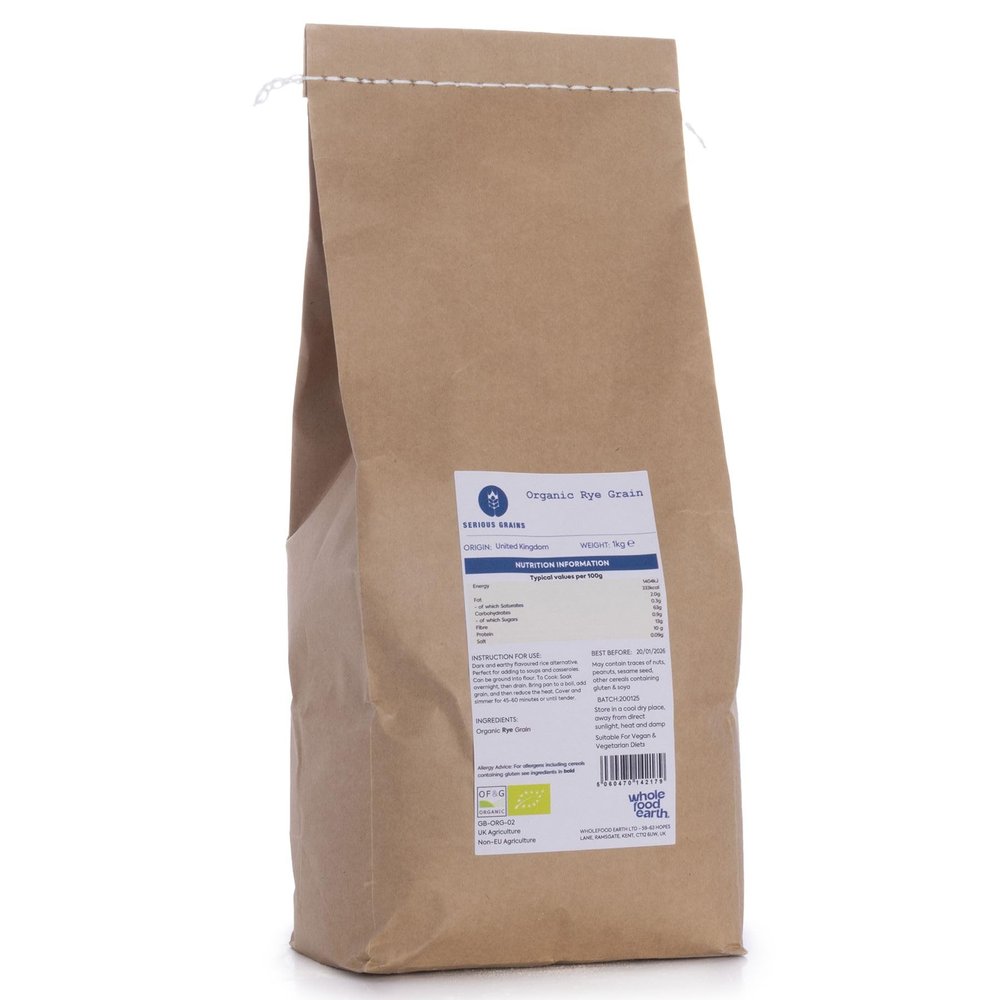 100% Wholemeal Rye Flour Stoneground - 1kg - Premium Flour - High Fibre - Made in UK