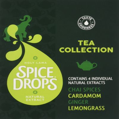 Holy Lama Spice Drops Extract - Tea Collection Natural, Pure, Authentic Ingredients. Coffee, Tea, Herbal, Sweet, Dessert, or Cooking, Baking Recipes 4 x 5ml Cinnamon, Ginger, Chai, Lemongrass