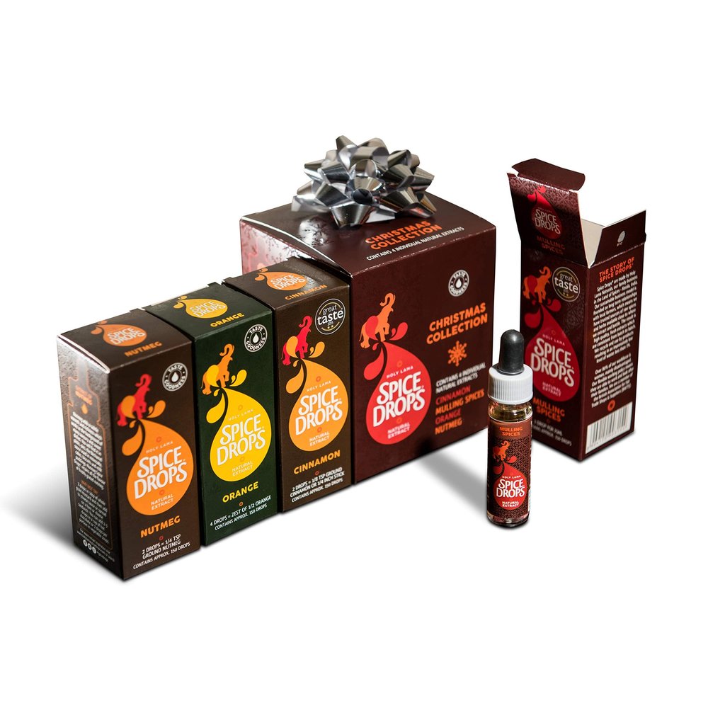 Spice Drops Christmas Spice Collection - with Cinnamon, Orange, Mulling Spices and Nutmeg Spice Drops Great Taste Award Winning Christmas Spices Gift Set (4 x 5 ml Bottles)