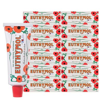 Euthymol Original Toothpaste 75ml x 12, No Fluoride, Anti-Plaque, Antibacterial, Cavity Protection, Teeth & Gums Clean and Healthy, Cool Mint Refresh, Daily Oral Enamel Dental Care