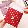 2 Pcs gbstore 1 Red and 1 Blue Sanitary Napkins Bag Menstrual Cup Pouch Nursing Pad Holder Cute Polka Dot Cotton 4.7x4.7 Inch Washable Organizer Storage by gbstore view 4