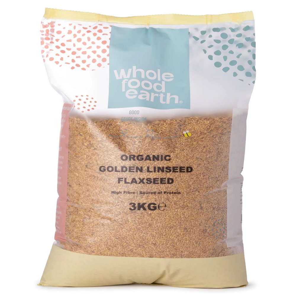 Wholefood Earth Organic Golden Linseed/Flaxseed  3 kg | Raw | GMO Free | Vegan | High Fibre | Source of Protein | Certified Organic