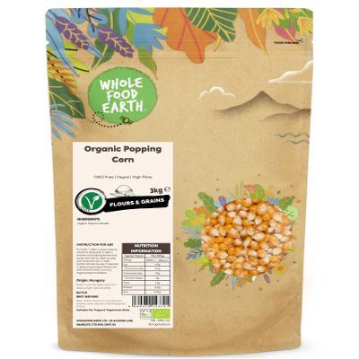 Wholefood Earth Organic Popping Corn  3kg | GMO Free | Vegan | High Fibre | Certified Organic