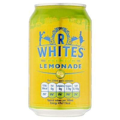 R Whites Premium Lemonade, 24 x 330 ml Cans