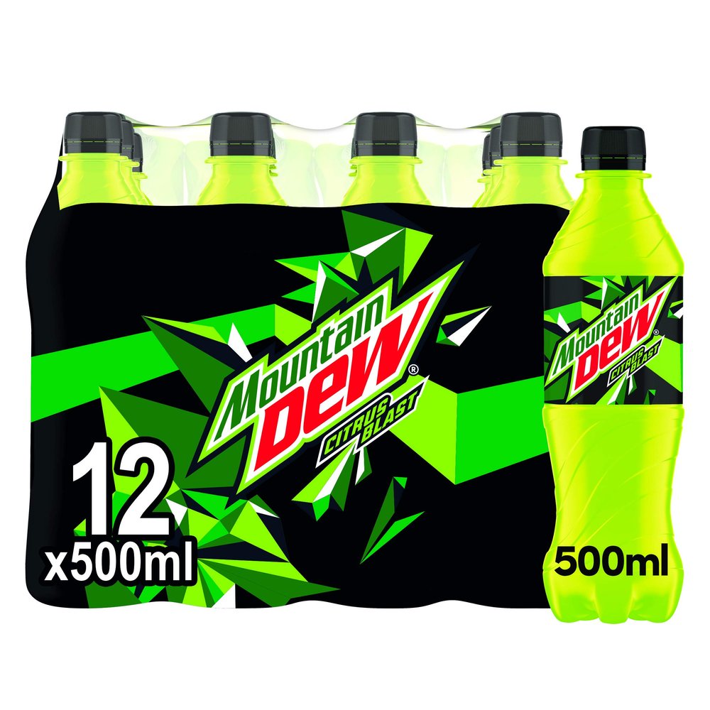 Mountain Dew, Blast Exhilarating Intensely Refreshing Bold Taste, 500 ml Bottles, Citrus (Pack of 12)