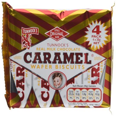 Tunnock's|Tunnocks Real Milk Chocolate Caramel Wafer Biscuits 120 g (Pack of 20)