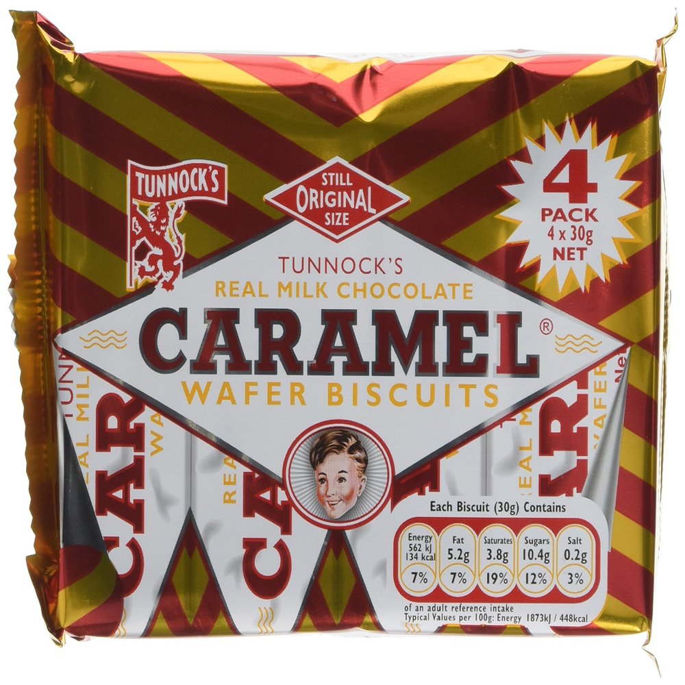Tunnock's|Tunnocks Real Milk Chocolate Caramel Wafer Biscuits 120 g (Pack of 20)