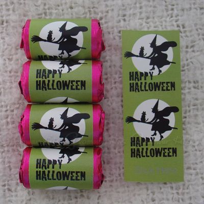 50 Wicked Witch Happy Halloween MINI Love Hearts Sweets - Green