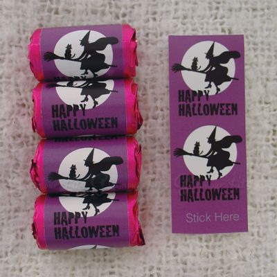 50 Wicked Witch Happy Halloween MINI Love Hearts Sweets - Purple