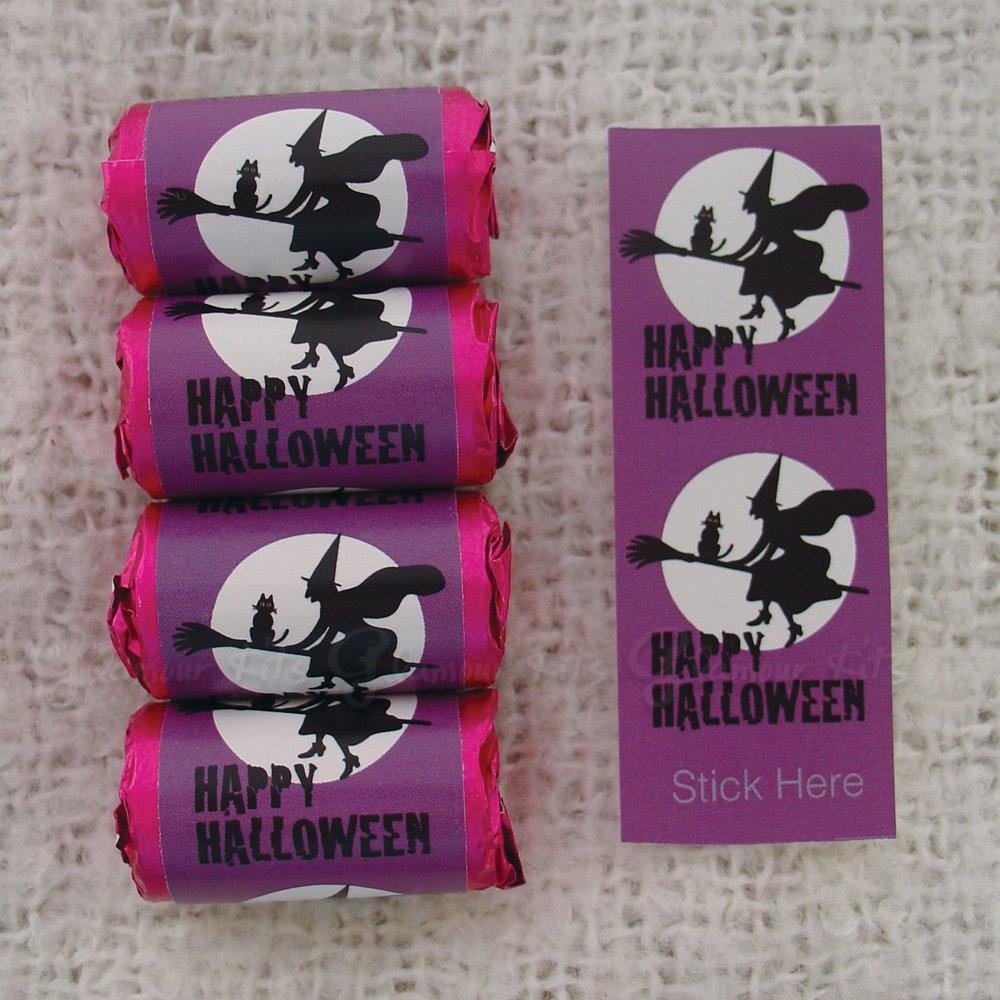 50 Wicked Witch Happy Halloween MINI Love Hearts Sweets - Purple