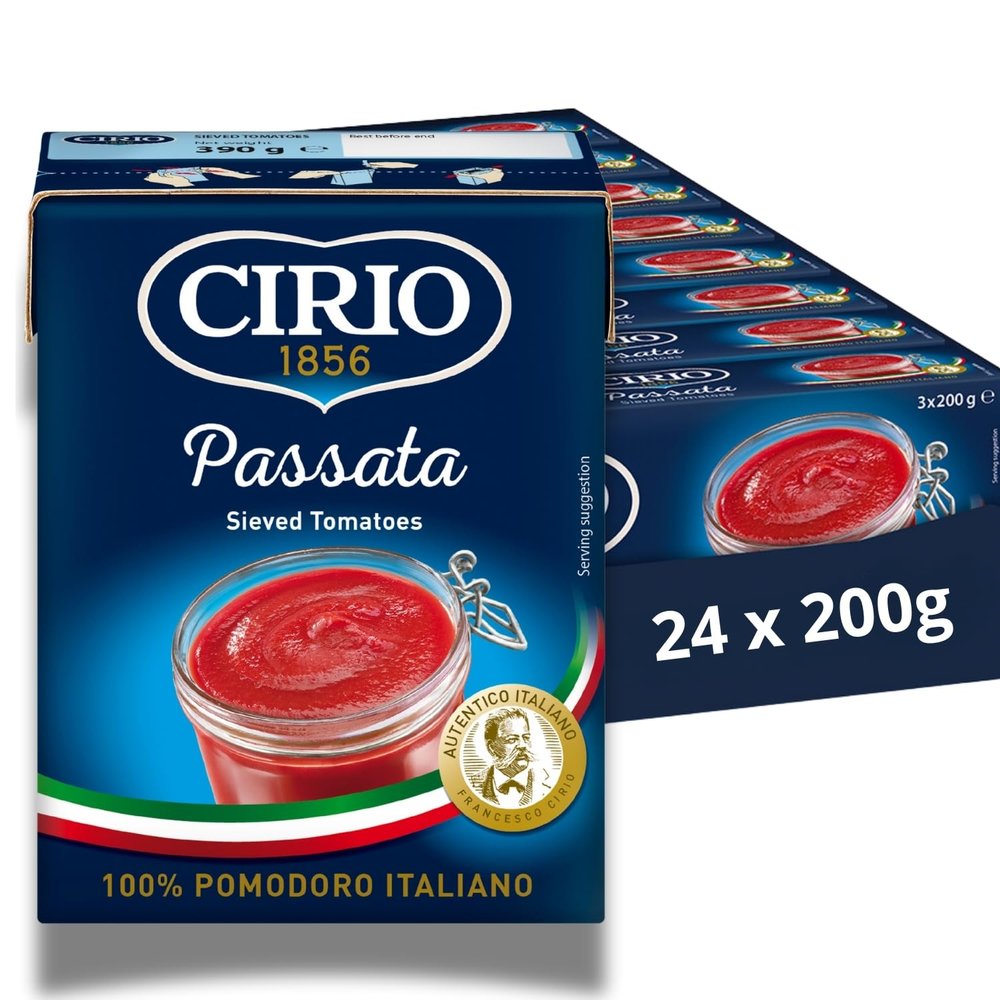 CIRIO Passata, Smooth Sieved Tomatoes, Tomato Sauce, 100% Italian, Carton, 3 x 200g (Pack of 8)