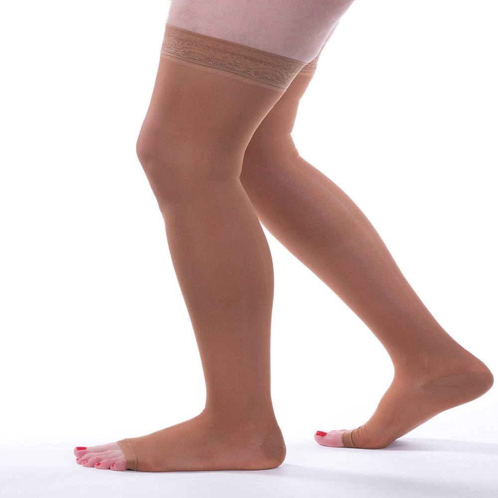 Allegro 15-20mmHg Essential 5 Sheer Support Thigh High Open Toe Compression Hose