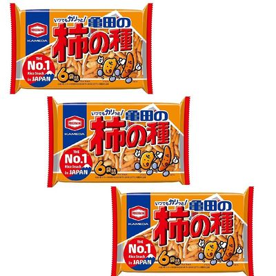3 Packs Set of Kameda Kakinotane Rice Cracker with Peanuts 6 Packs: Total 200g (7.05oz) x 3 (Ninjapo Wrapping)