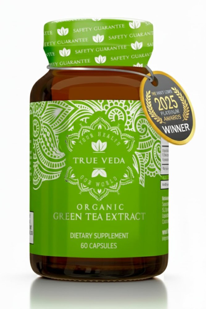Organic Green Tea Extract Capsules | Premium Green Tea Capsules with Natural EGCG | Certified Organic by Soil Association | Vegan Ayurveda Supplement Low Caffeine | 60 Easy Swallow Pills | UK Made