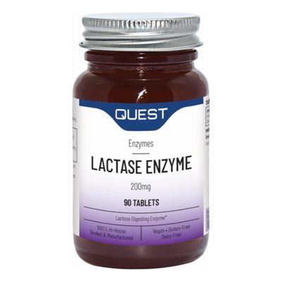 Quest Lactase Enzyme 200mg Lactose Intolerance Relief. 2000 ALU Fast Relief Dairy Enzymes Digestive Supplement to Prevent Gas, Bloating & Diarrhoea. Dairy, Gluten Free & Vegan (3 Pack x 90 Tablets)