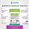 Lindens - Super B Complex Tablets - 90 Pack - UK Made - 3 Months Supply with a Full Spectrum of B Vitamins and Vitamin C - Reduces Tiredness and Fatigue - Letterbox Friendly, Vegan view 3