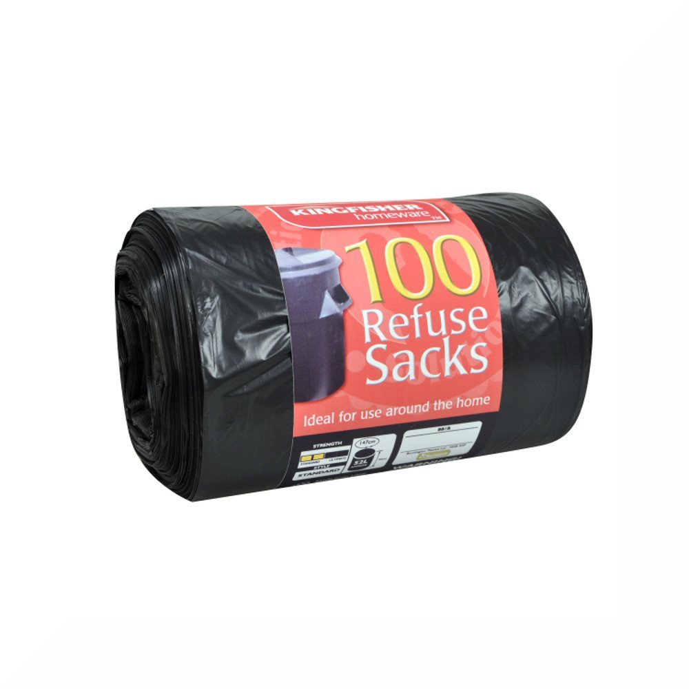 100 Pack of Quality Black 70L Refuse