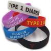5x TYPE 1 DIABETIC diabetes Insulin Dependent Medicated Wristband MEDICAL AWARENESS ALERT BRACELET Glow in the Dark, Red, Black, Purple, Blue view 1