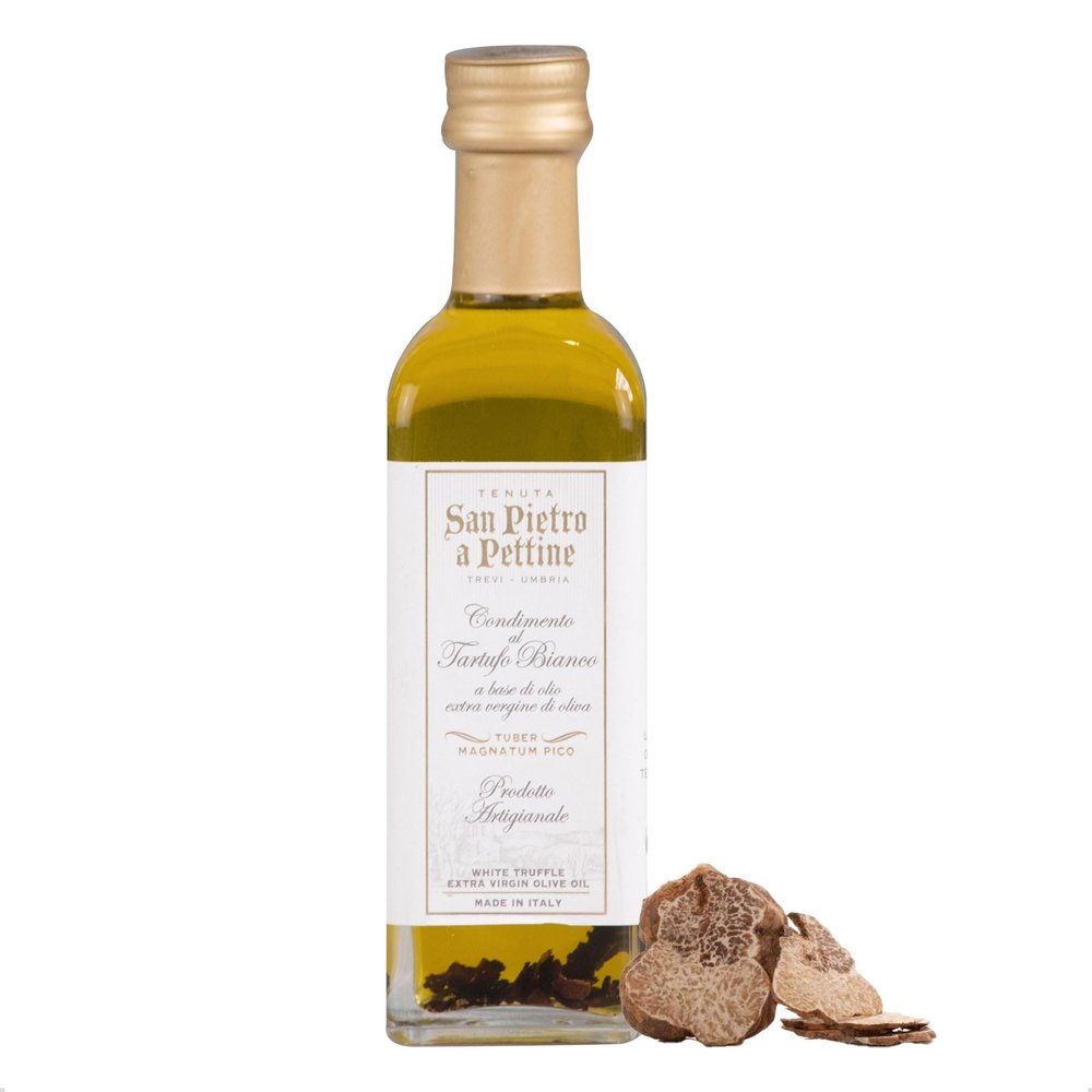 White Truffle Oil 55ML, Premium Italian Extra Virgin Olive Oil Infused with White Truffles, Gourmet Condiment Ideal For Drizzling Over Pasta, Pizza, Risotto & More, 1 x 55ML Bottle