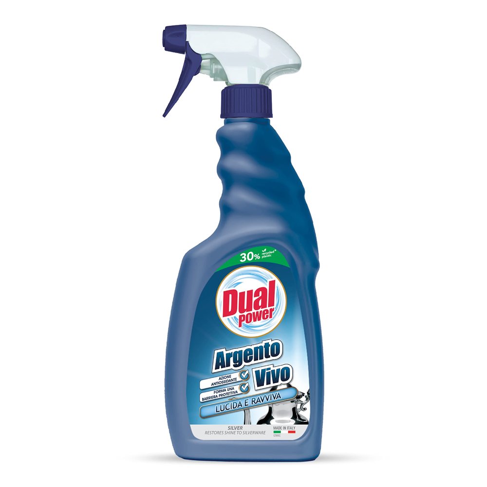 Dual Power, Specific Cleaner Vivo Silver, Liquid Cleaner Designed to Clean and Polish Any Silver Surface, Antioxidant Action, Made in Italy, Pack of 500 ml