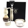 5 Pieces Ivory Colour Resin Made Men's Shaving Set with Precision Triple Edge Cartridge Compatible Head Razor with Synthetic Hair Brush.Gift Set for HIM view 1