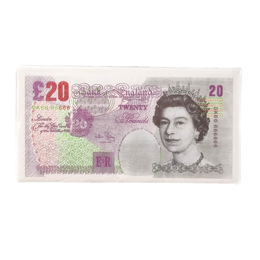 Bank Note Paper Napkins 20 Twenty Pound Novelty Pack of 10