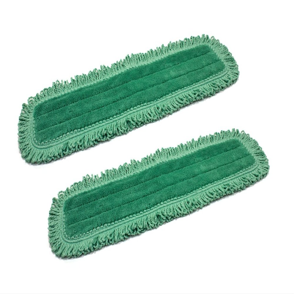 24" Inch Green Fringe Microfiber Dust Mop Pads for Professional Commercial Microfiber Mops