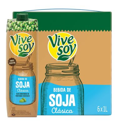 Vivesoy - Natural Soy Drink - Pack of 6 x 1 L - Total: 6 L [Pack of 2]