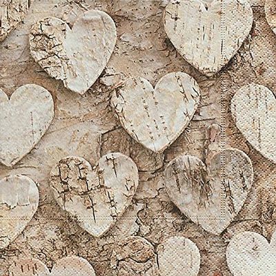 20 Napkins Birch with Heart / Tree / Love / Autumn 33 x 33 cm