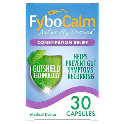 Fybocalm Constipation relief, 30 capsules, Naturally derived, Constipation relief for adults, long-lasting relief, for IBS-related constipation, Clinically proven, Gluten free, Lactose free