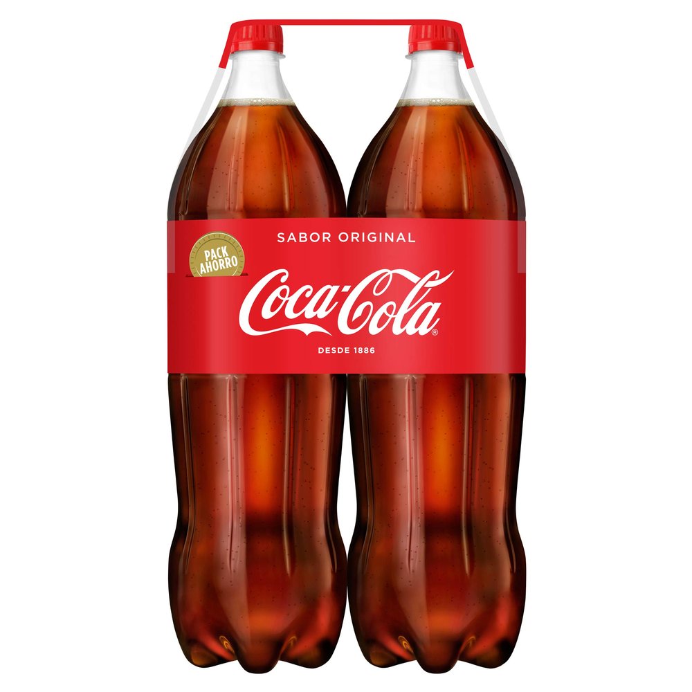 Coca-Cola Regular, Cola, Pack of 3 x 2 Bottles (6 Bottles)