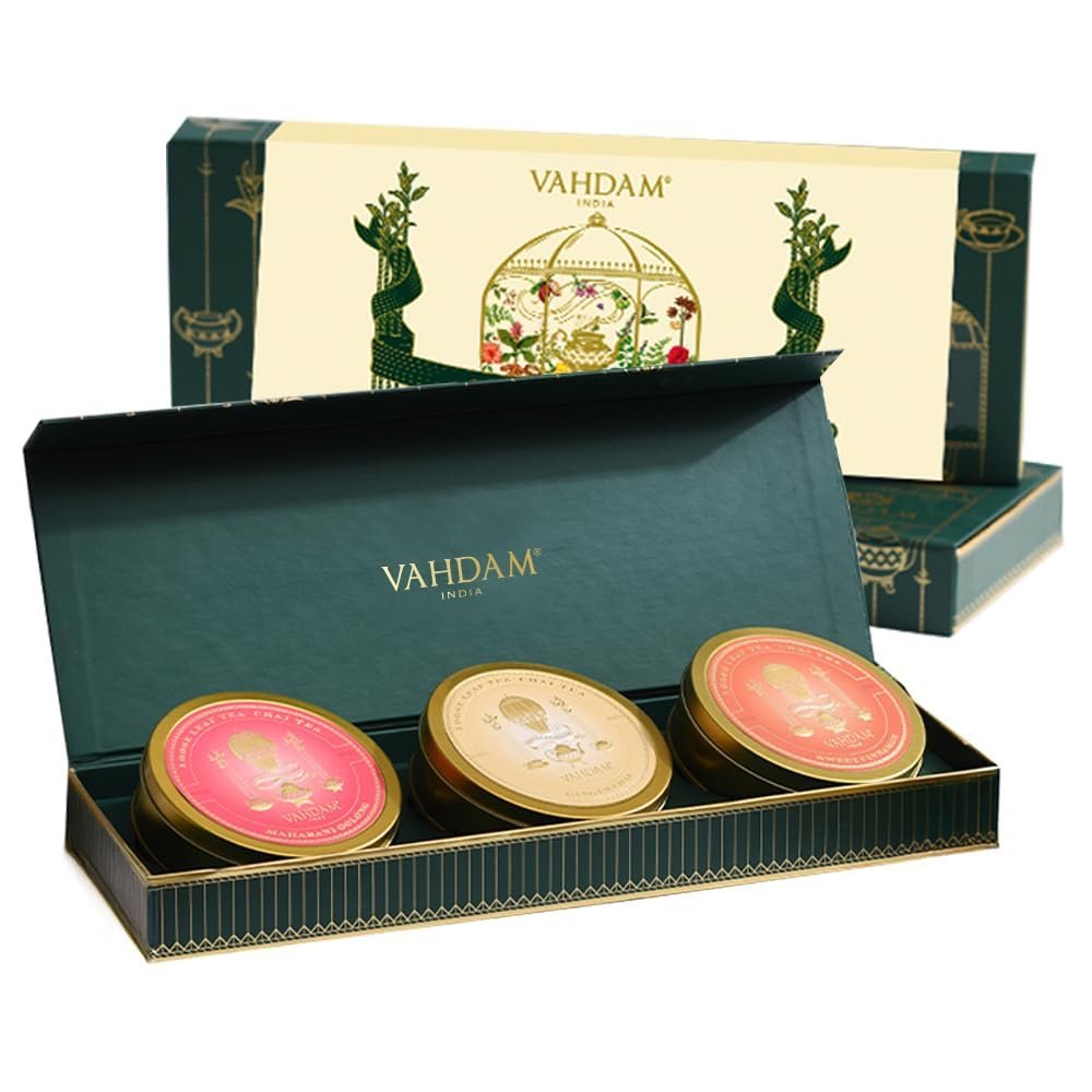 VAHDAM, Chai Tea Gift Set - Oprah's Favorite Chai Loose Leaf Tea in Tin Caddy Gift Box | Exotic Chai Tea Blends | Gluten Free, Non GMO | Valentines Day Gifts for Him & Her