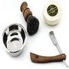 4pcs Wooden Shaving Set for Men  Classic Wet Shave Kit with Cut Throat Razor, Black Badger Hair Shaving Brush, Shaving Soap & Stainless Steel Shaving Bowl Mens Grooming Set for Beard Care view 2