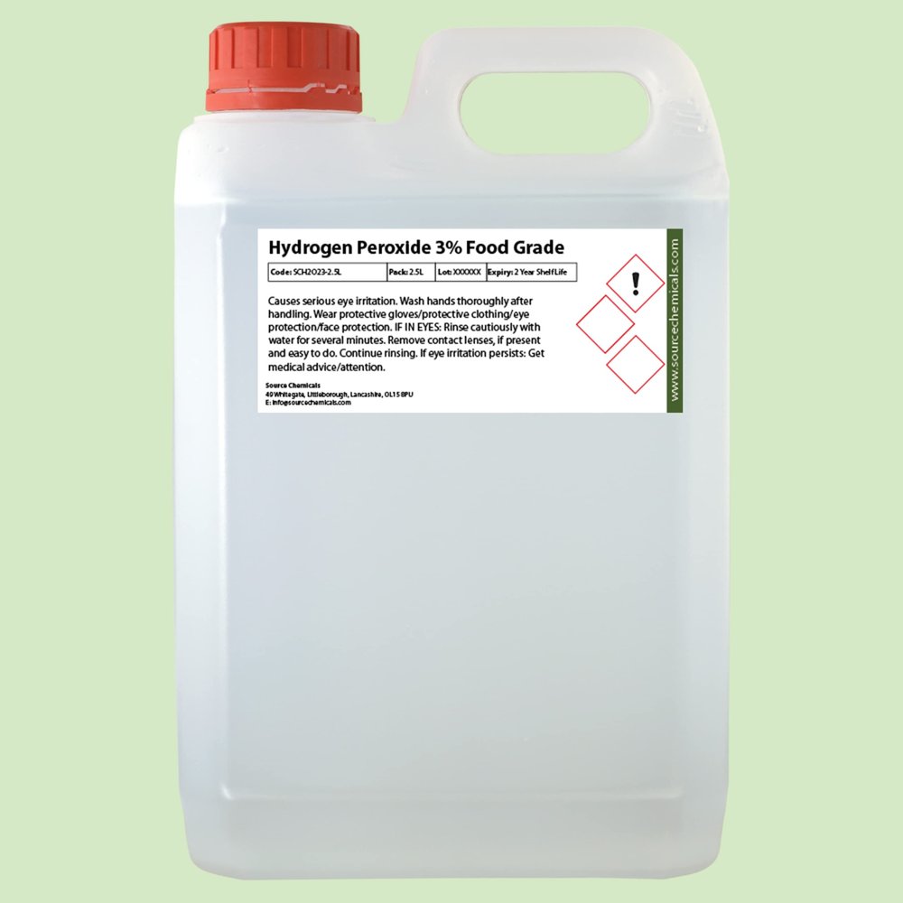Hydrogen Peroxide (H2O2) 3% BP Food Grade 2.5 Litre (2.5L) Inc Delivery 10 Vols