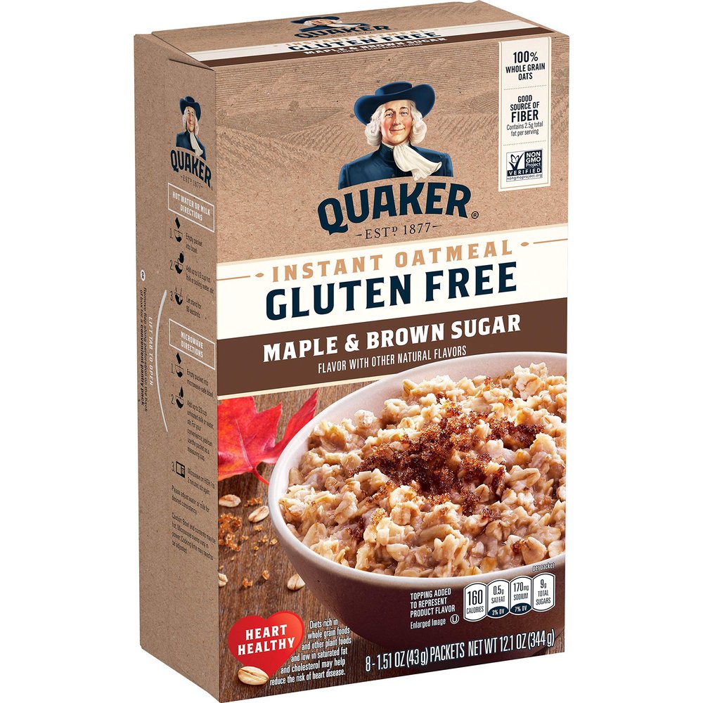 Quaker Instant Oatmeal Gluten Free Maple & Brown Sugar 344g (12.1oz) - American Import