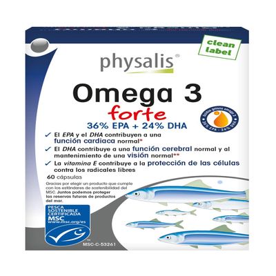 Omega 3 Forte EPA + DHA 60 perlas Physalis
