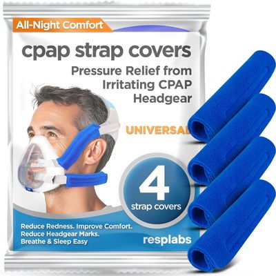 resplabs CPAP Strap Covers - Soft Reusable Fabric Strap Cushions Compatible with Most CPAP Headgear Straps - Designed to Reduce Red Marks and Improve Comfort - 4 Pack