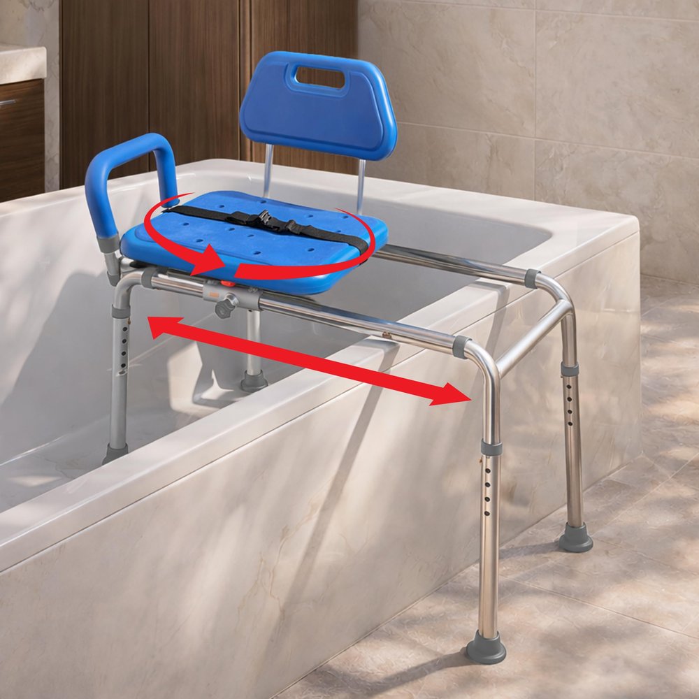 Platinum Health Gateway Premium Sliding Bath Transfer Bench with Swivel Seat-Padded