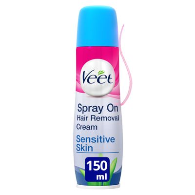 Veet Spray On Hair Removal Cream for Sensitive Skin, 150 ml