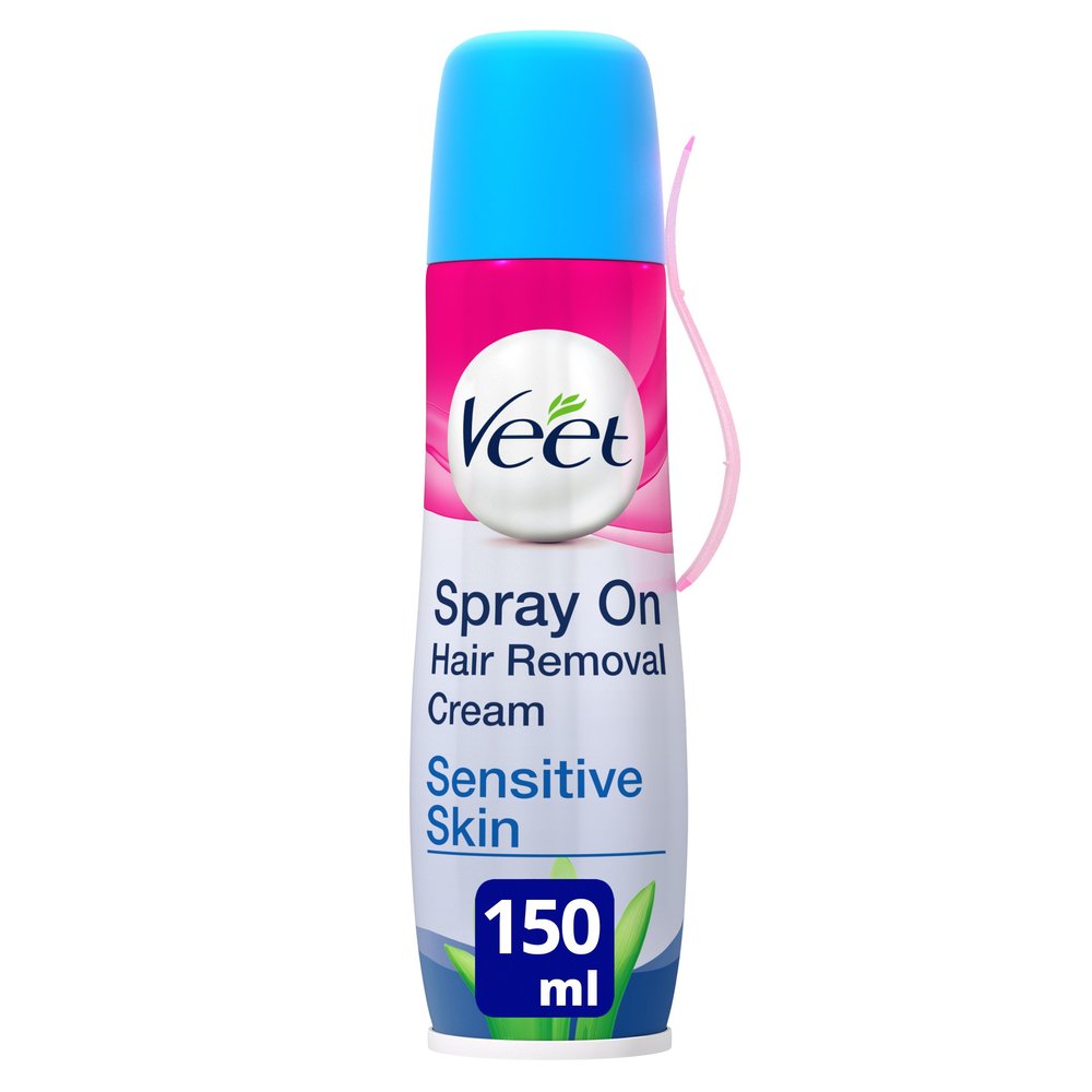 Veet Spray On Hair Removal Cream for Sensitive Skin, 150 ml