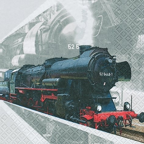 20 paper napkins 33 cm x 33 cm, train, locomotive, carriage