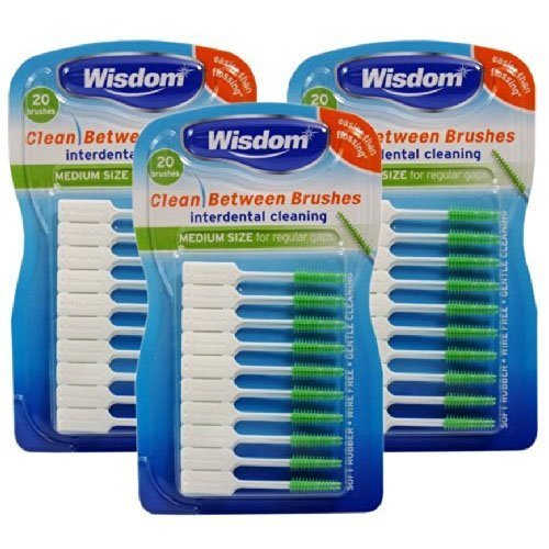 Wisdom WIS6565 Medium Green Clean Between Interdental Brushes - Total 60 by Wisdom