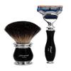 100% Pure Black Badger Hair Brush with Black & Metal Handle & 5 Edge Razor with Black Handle. Perfect Set for Smooth Finish. for Men's view 2