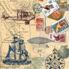 20 Napkins 33 x 33 cm Around the World Aeroplane Ship Sea Stamp view 1