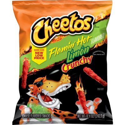 CHEETOS Crunchy Flamin' HOT Limon Cheese Flavored Snacks 8.5 oz