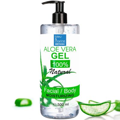 100% Pure Aloe Vera Gel - Hydrating Moisturizer for Face, Body, and Hair - Soothes Sunburns, Provides Post-Shave Relief, Enhances Acne Treatment, After Sun Soothing - 500 ml