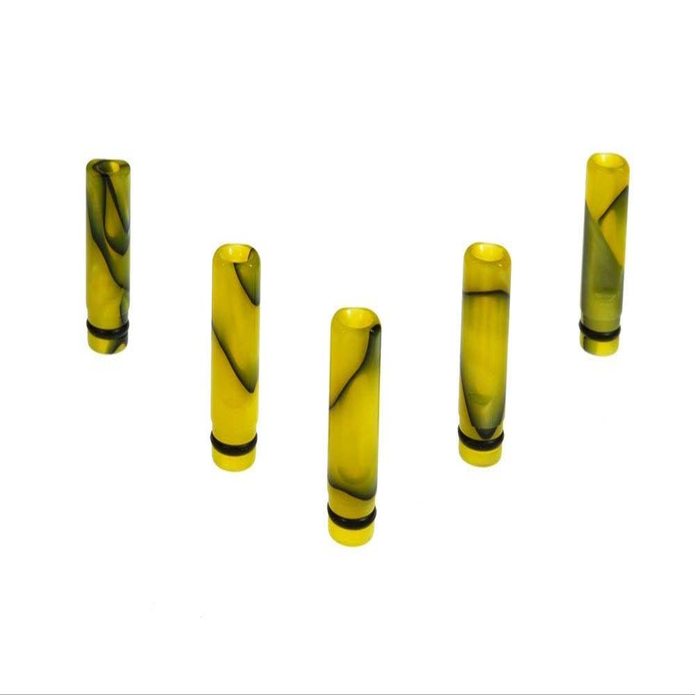 Armerah Flat 510 Drip Tip eCig Mouthpiece Short/Narrow Plastic/Marble 5 Pack Yellow