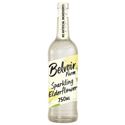 Belvoir Farm Sparkling Elderflower - Hand Picked Elderflowers | Great Taste Award Winner | Traditional Family Recipe | 100% Natural Ingredients | Suitable for Vegetarians & Vegans - 6 x 750ml Bottles