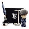 4 Pieces Men's Shaving Set in Resin Handle Comes with Synthetic Hair Shaving Brush,Triple Edge Razor, Razor & Brush Stand. view 1